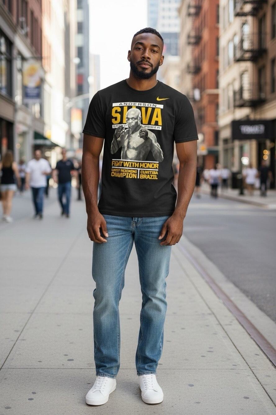 Nike Men's S Black UFC Anderson Silva Fight with Honor Dri-Fit T-Shirt
